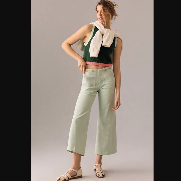 Anthropologie Kit Cropped High-Rise Wide-Leg Jeans -New 30 Waist - Picture 1 of 6